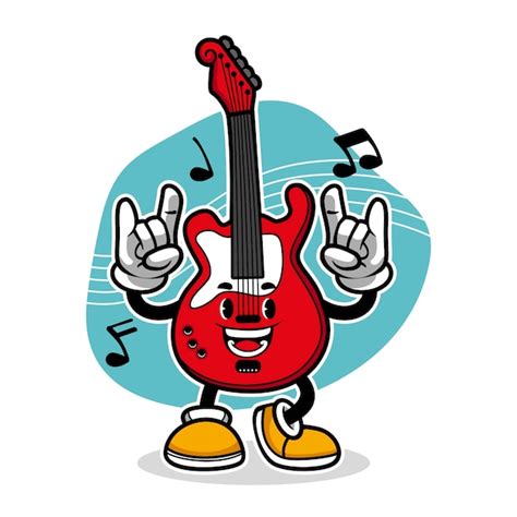 Illustration De Dessin Animé De Guitare électrique Dessinée à La Main