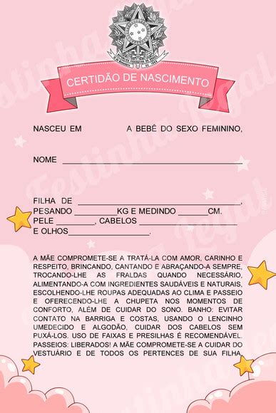 Certidao Nascimento Bebe Reborn Boneca Arquivo Digital Elo7