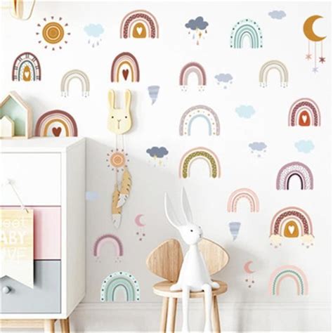 Stickers Orange Autocollants Muraux Arc En Ciel Pour Chambres Enfants