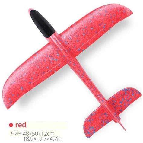 50 Cm Rouge Sans LED Grand LED Flash Planeur Mousse Avion Main Jeter