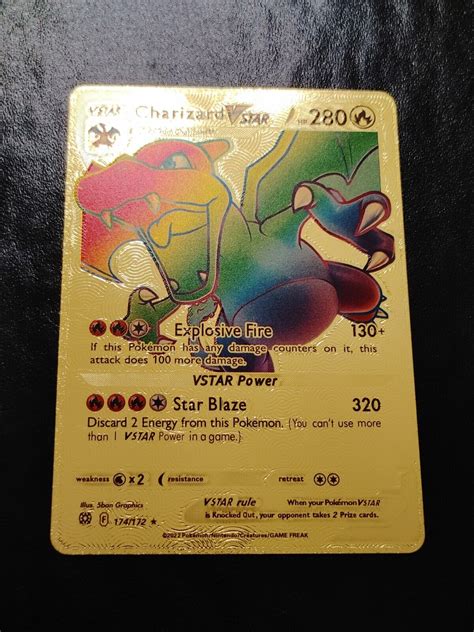 Mavin Pokémon Charizard Vstar 280Hp Rainbow Gold foil fan art