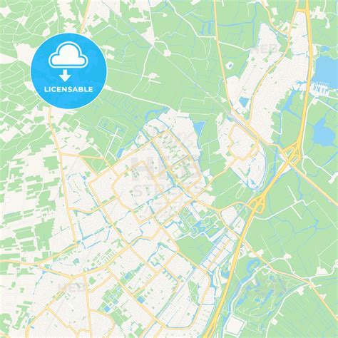 Heemskerk, Netherlands Vector Map - Classic Colors - HEBSTREITS