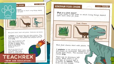 Teacher's Pet » Dinosaur Food Chains Comprehension