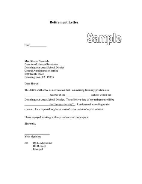 Free Samples Of Retirement Letter To Employer