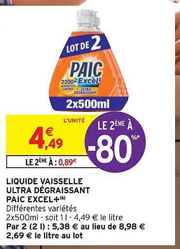 Promo Liquide Vaisselle Ultra D Graissant Paic Excel Chez Intermarch