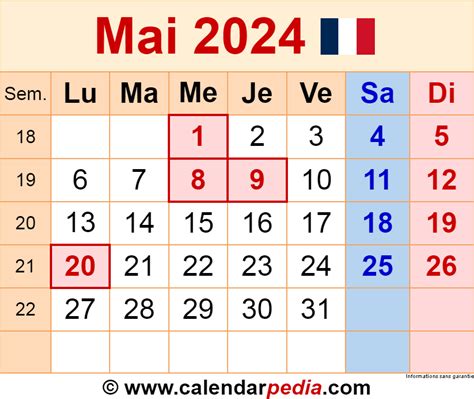 Calendrier Mai Excel Word Et Pdf Calendarpedia Off