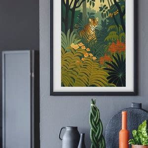 Henri Rousseau Inspired Print Tiger Wall Art Print Jungle Decor African Wall Art Tropical Wall ...