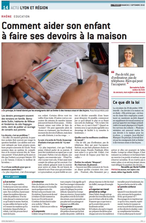 Le Progres 2 09 2018 Livre Au Secours Mon Enfant A Des Devoirs Et