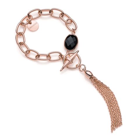 Bracciale Catena Dorata Rosa E Pietra Nera UNOAERRE Gioielli