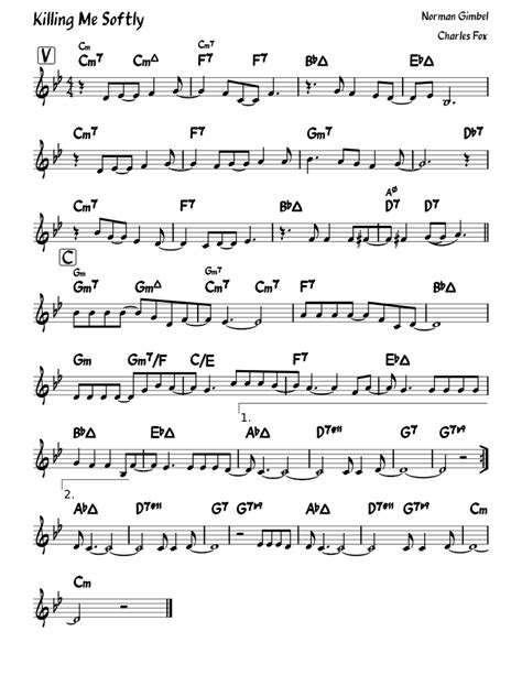 Killing Me Softly Sheet Music For Piano Solo Easy