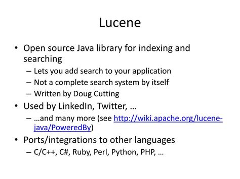 PPT - Lucene Tutorial PowerPoint Presentation, free download - ID:5413924