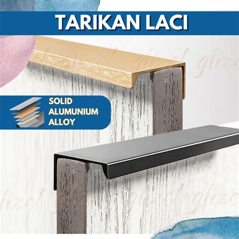 Jual Tarikan Laci Minimalis Hitam Gold Emas Handel Gagang Lemari Handle