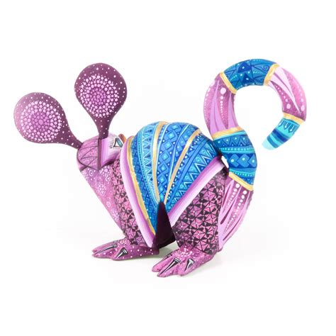 Beautiful Purple Armadillo Alebrije Wood Carving Handcrafted By Top