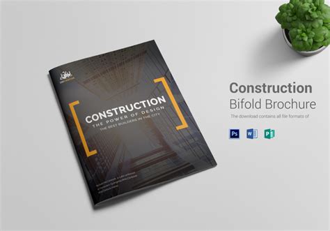 Construction Company Brochure Design Template in Word, PSD, Publisher