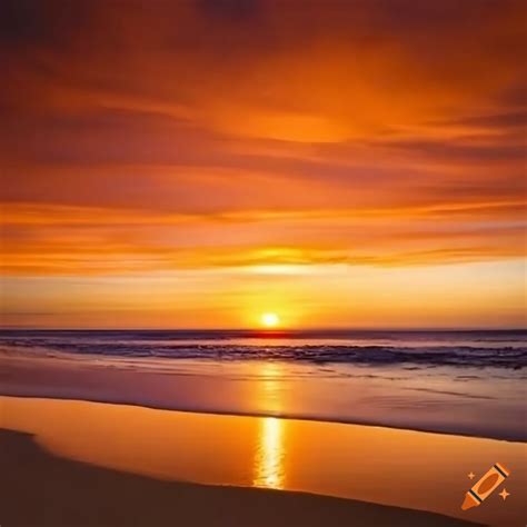 Sunset Over A Sandy Beach On Craiyon