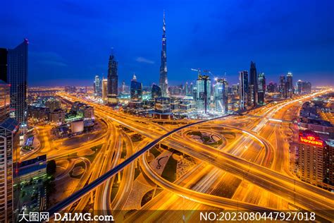 阿联酋迪拜繁华如白昼夜景摄影图片大图网图片素材