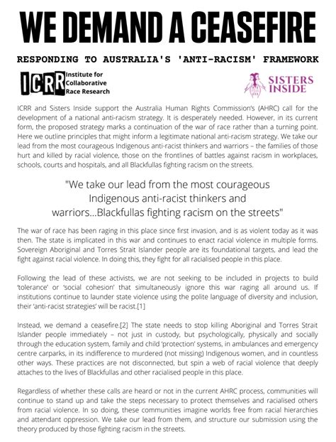 We Demand A Ceasefire Responding To Australias Anti Racism Framework