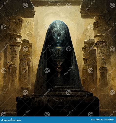 Digital Illustration Inside The Egyptian Pyramids A Bust Surrounded By