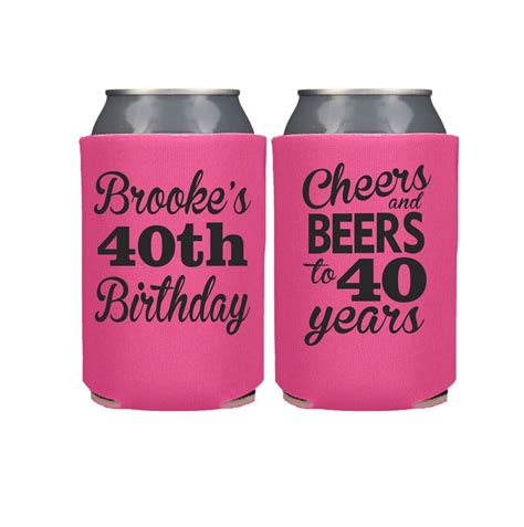 40th Birthday Party Favor Personalized Can Cooler With Name 40th