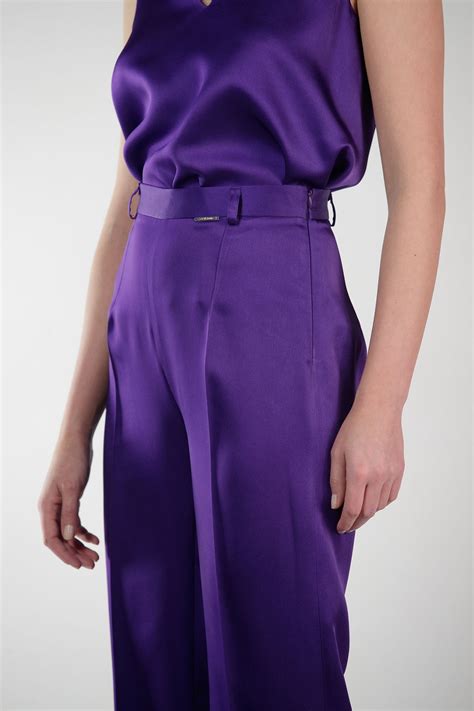 Purple Wide Leg Satin Pants Styland Styland