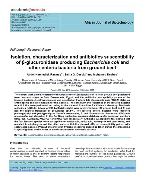 Isolation Characterization And Antibiotics Susceptibility Of