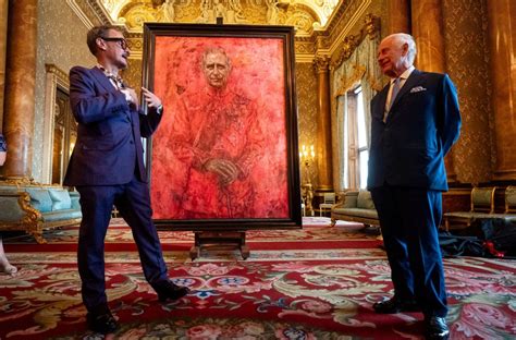 King Charles Unveils Vivid Red Portrait His First Since Coronation