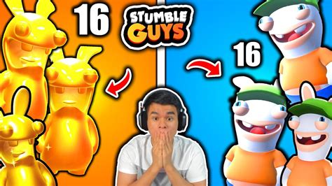 GOLDEN RABBID VS RABBID GUY EN STUMBLE GUYS BATALLA DE SKINS EPICAS