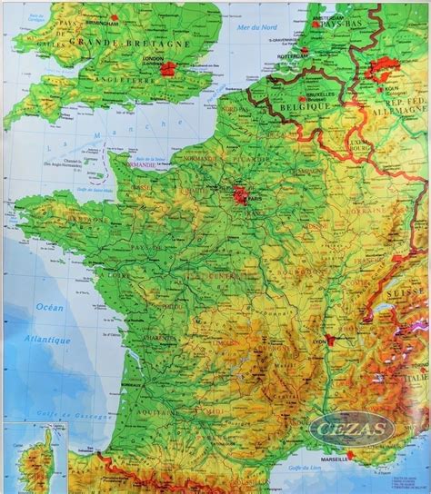 Francja Mapa Fizyczna Plansza Wer Fran Pla236