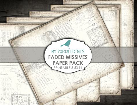 Junk Journal Paper Faded Missives Printable X Etsy