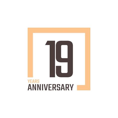 19 Year Anniversary Celebration Vector with Square Shape. Happy ...