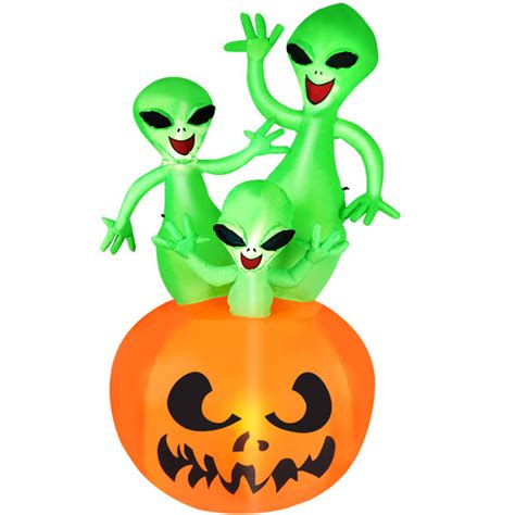 The Holiday Aisle® Halloween Pumpkin Alien Inflatable | Wayfair