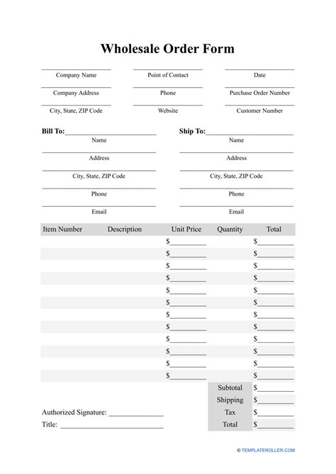 Wholesale Order Form Template - Fill Out, Sign Online and Download PDF ... 
