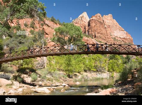 The Virgin River Foot Bridge To Access The Emerald Pools Zion