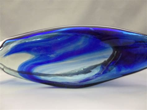 Vintage Hand Blown Cobalt Blue And Clear Sooner Glass Swan Candy Dish