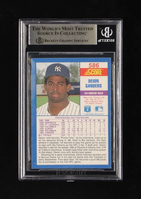 Deion Sanders Signed 1990 Score 586 Bgs Pristine Auction