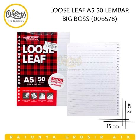 LOOSE LEAF A5 50 LEMBAR BIG BOSS 006578 KERTAS REFILL ISI MAP