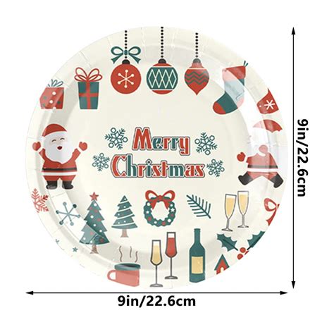 20 Pieces Christmas Plates 9 Inch Round Christmas Paper Plates Santa