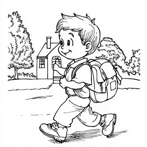 Desenhos De Criança Indo Para Escola - Desenhos GRÁTIS de Criança Indo para Escola para Imprimir e Colorir/Pintar