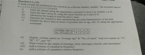 Solved Question 1 13 A Study Reveals The Preferences