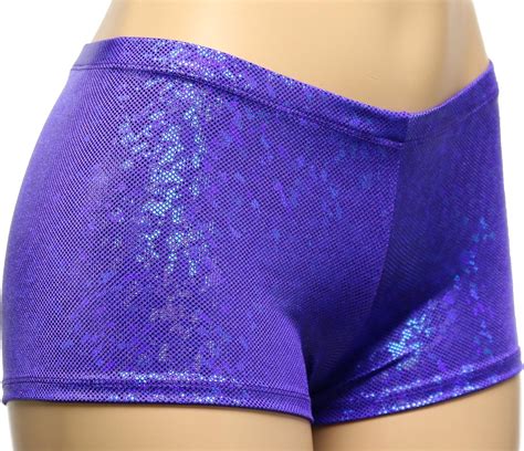 Dilly Duds Royal~purple Prismatic Holographic Mid Rise Booty Shorts Adult X Small Amazon Ca