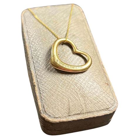 18ct Yellow Gold Tiffany And Co Elsa Peretti Heart Necklace For Sale At