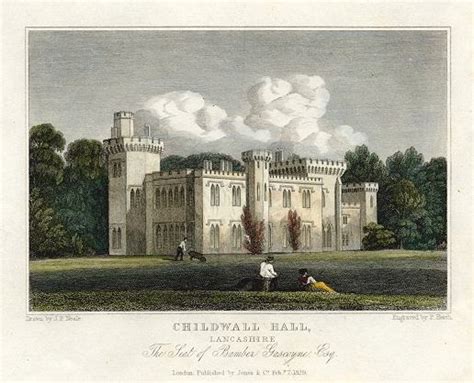 Old and antique prints and maps: Lancashire, Childwall Hall, 1829 ...