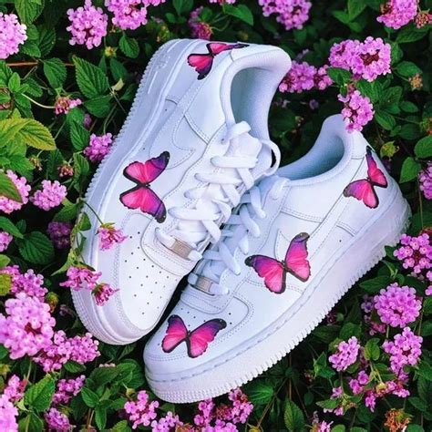 Pink Butterfly Nike Air Force S In Cute Nike Shoes White Nike