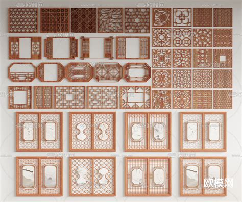 新中式窗花 窗格su模型下载id12265561sketchup模型下载 欧模网
