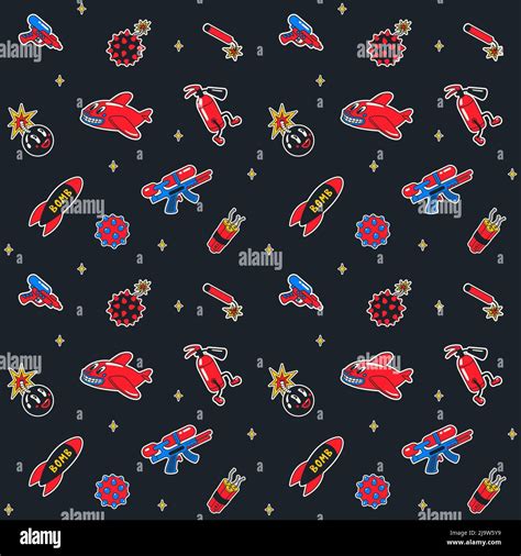 Cartoon Vector Funny Cute Comic Characters Seamless Pattern Stock