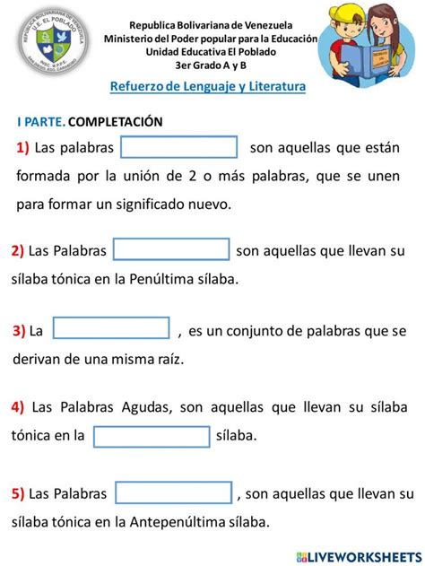 Evaluación de Lenguaje 3er grado worksheet