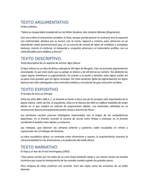 Ejemplos De Textos Argumentativos Expositivos Descriptivos Y Narrativos Texto Argumentativo