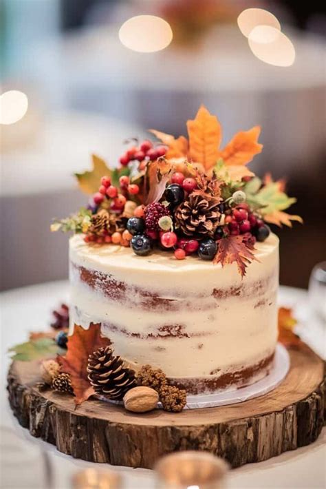 Elegant One Tier Wedding Cakes For Your Special Day In Fall