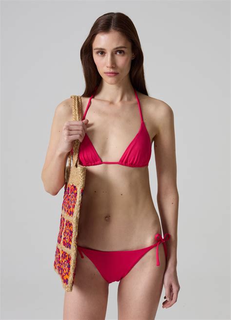 Woman S Fuchsia Triangle Bikini Top With Ties PIOMBO