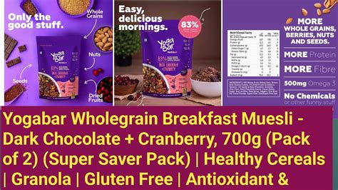 Yogabar Wholegrain Breakfast Muesli Dark Chocolate Cranberry G